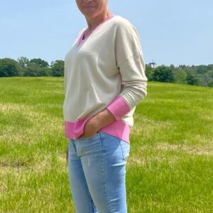 Feinstrick - Pullover in Nature mit Pink von *EMILY VAN DEN BERGH*